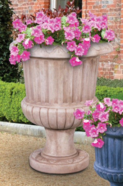 Fluted Urn Large Cast Stone Ribbed Classical Cement Planter Vase